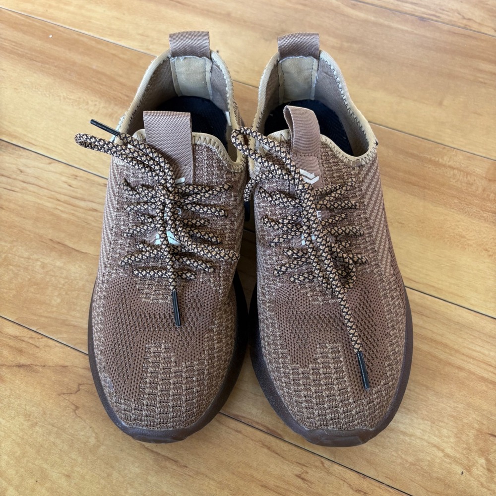FURUIAU‎ Brown Knit Safety Shoes Work Shoes Lightweight Steel Toe Mens Size 36